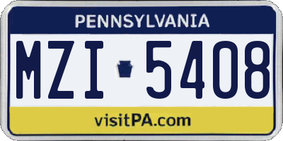 PA license plate MZI5408
