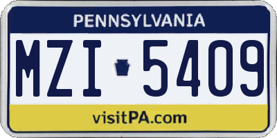 PA license plate MZI5409
