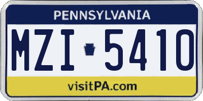 PA license plate MZI5410