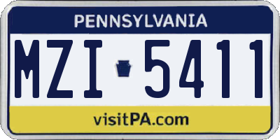 PA license plate MZI5411