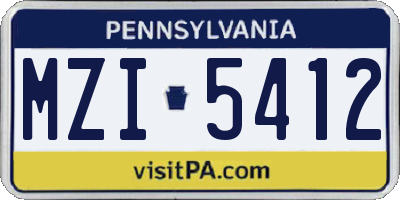 PA license plate MZI5412