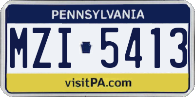 PA license plate MZI5413