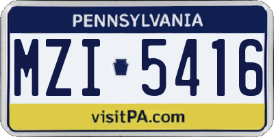 PA license plate MZI5416