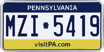 PA license plate MZI5419