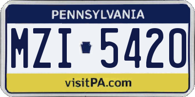 PA license plate MZI5420