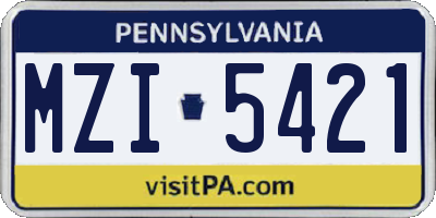 PA license plate MZI5421