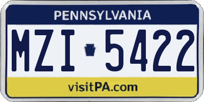 PA license plate MZI5422
