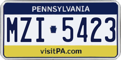 PA license plate MZI5423