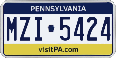 PA license plate MZI5424