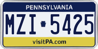 PA license plate MZI5425