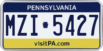 PA license plate MZI5427