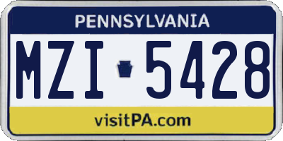 PA license plate MZI5428