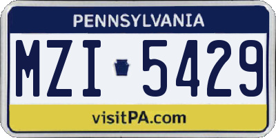 PA license plate MZI5429