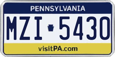 PA license plate MZI5430