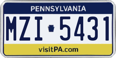 PA license plate MZI5431