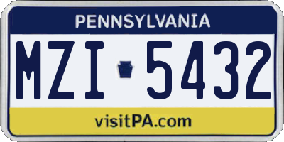 PA license plate MZI5432