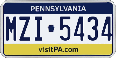 PA license plate MZI5434