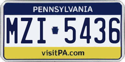 PA license plate MZI5436