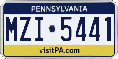 PA license plate MZI5441