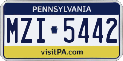 PA license plate MZI5442