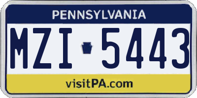 PA license plate MZI5443