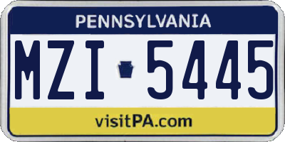 PA license plate MZI5445