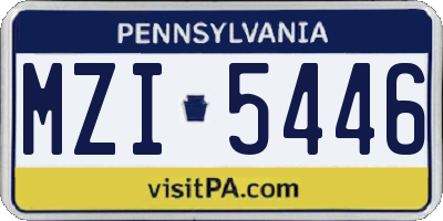 PA license plate MZI5446