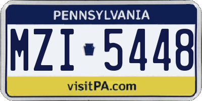 PA license plate MZI5448