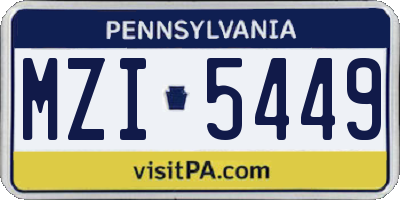 PA license plate MZI5449