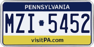 PA license plate MZI5452