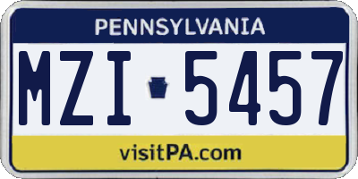 PA license plate MZI5457