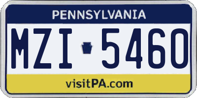 PA license plate MZI5460