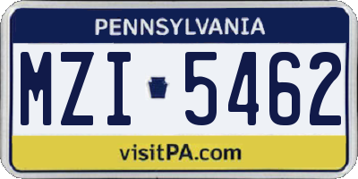 PA license plate MZI5462