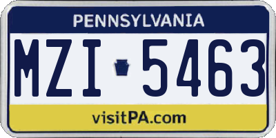 PA license plate MZI5463