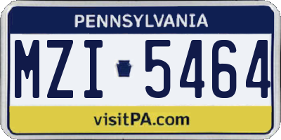 PA license plate MZI5464