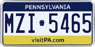 PA license plate MZI5465