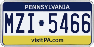 PA license plate MZI5466
