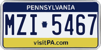 PA license plate MZI5467