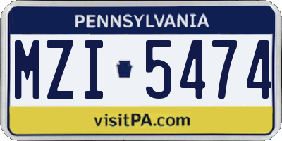 PA license plate MZI5474
