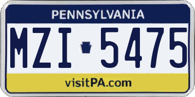 PA license plate MZI5475