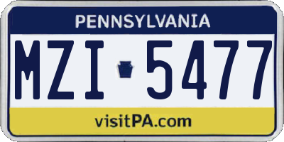 PA license plate MZI5477