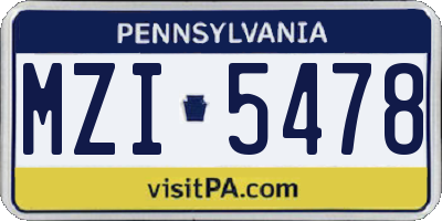 PA license plate MZI5478