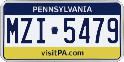 PA license plate MZI5479