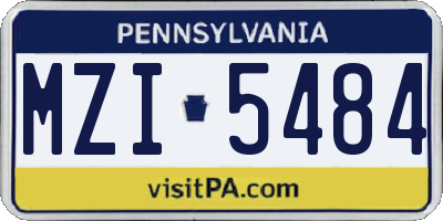 PA license plate MZI5484