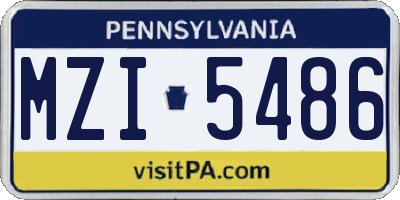 PA license plate MZI5486