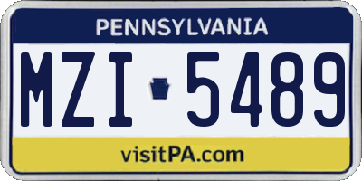 PA license plate MZI5489
