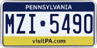 PA license plate MZI5490
