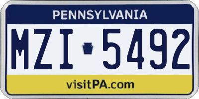 PA license plate MZI5492