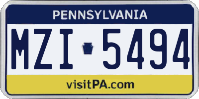 PA license plate MZI5494