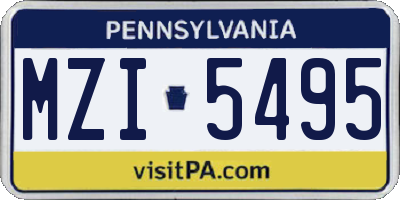 PA license plate MZI5495